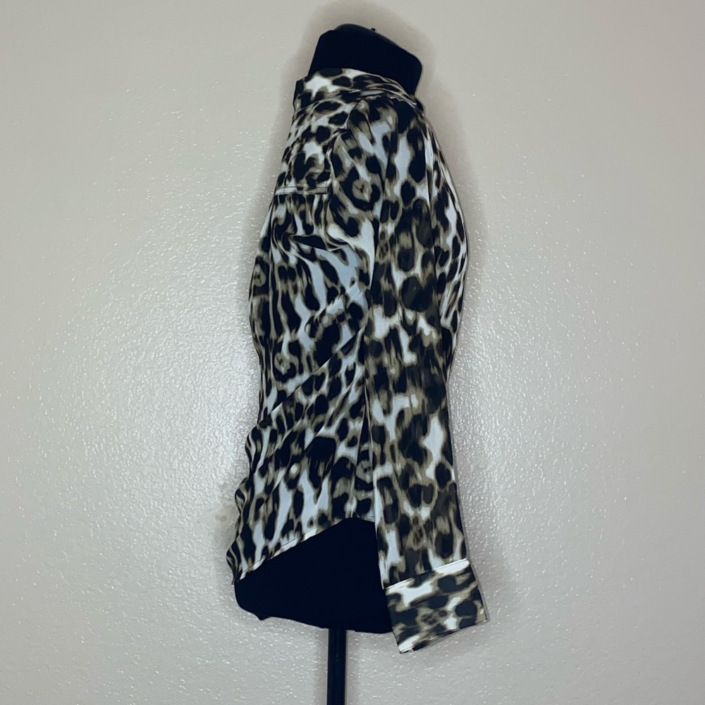 Guess Leopard Print Button Up Chiffon Long Sleeve… - image 2